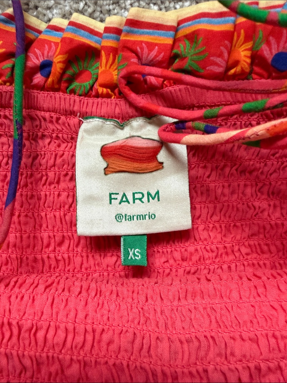 FARM RIO Vibrant Pink & Orange Tiered Smocked Maxi Dress XS - Picture 2 of 4
